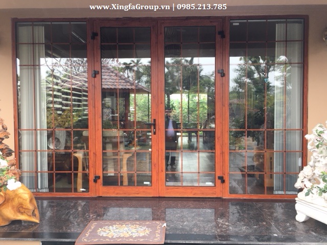 Cửa nhôm Xingfa mầu vân gỗ