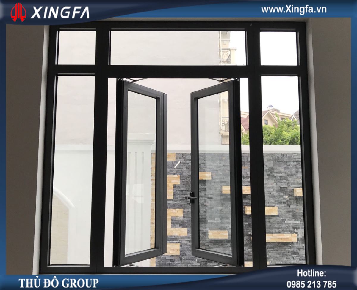 Mẫu cửa sổ nhôm Xingfa mở quay 2 cánh & mở quay 2 cánh