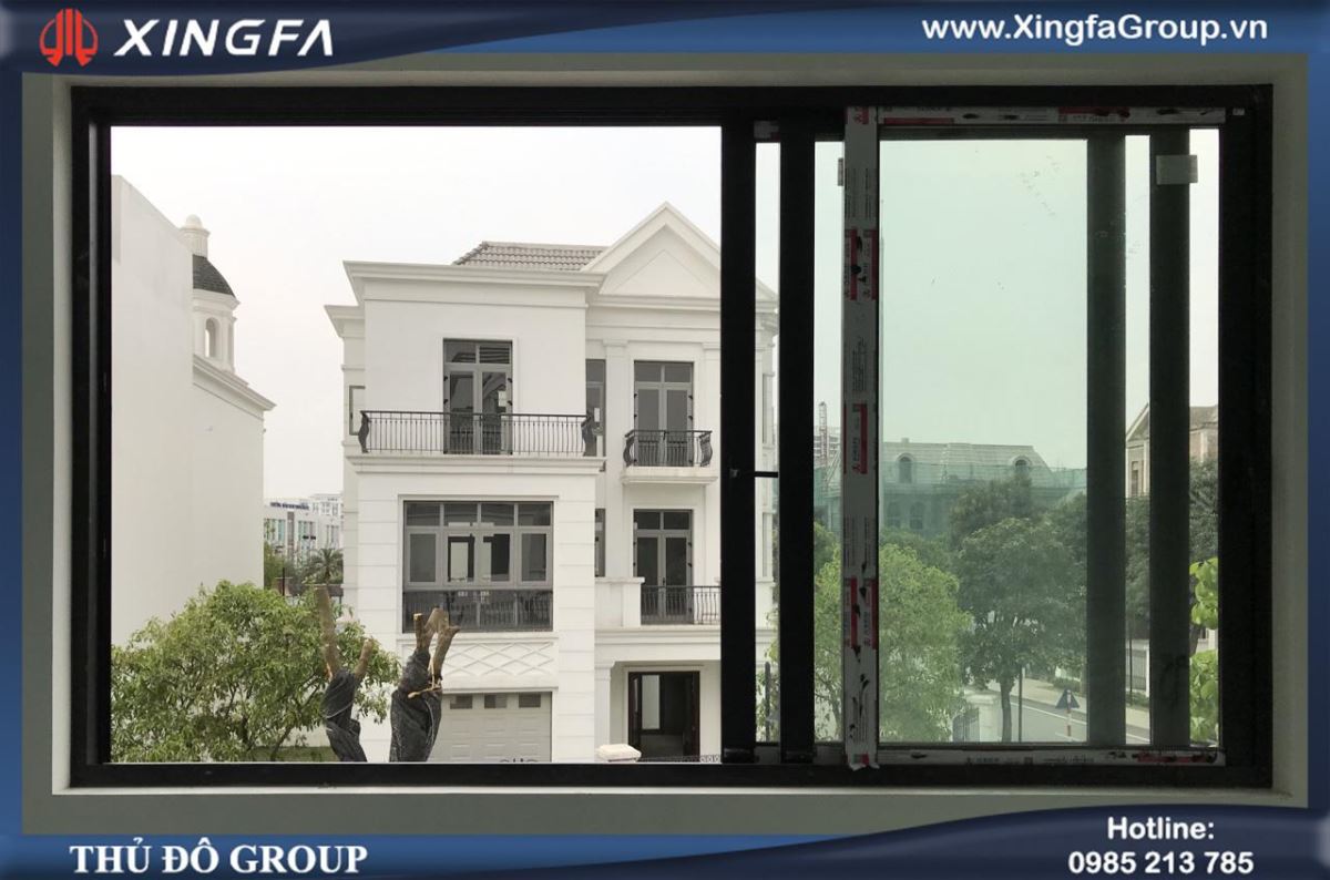 Mẫu cửa sổ nhôm Xingfa mở trượt 3 cánh trên 3 ray & cửa đi nhôm Xingfa mở trượt 3 cánh trên 3 ray