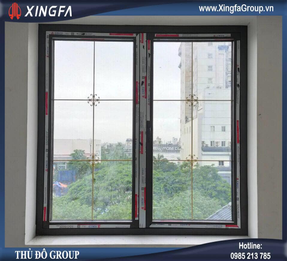Mẫu cửa nhôm Xingfa dùng kính hộp 2 lớp hút chân không
