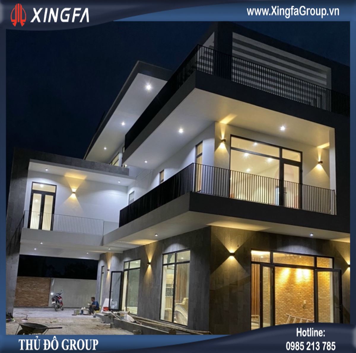 Công trình thi công lắp đặt cửa nhôm Xingfa nhập khẩu chính hãng 100% tại nhà chị Hồng ở Tiến Long, Triệu Sơn, Thanh Hóa