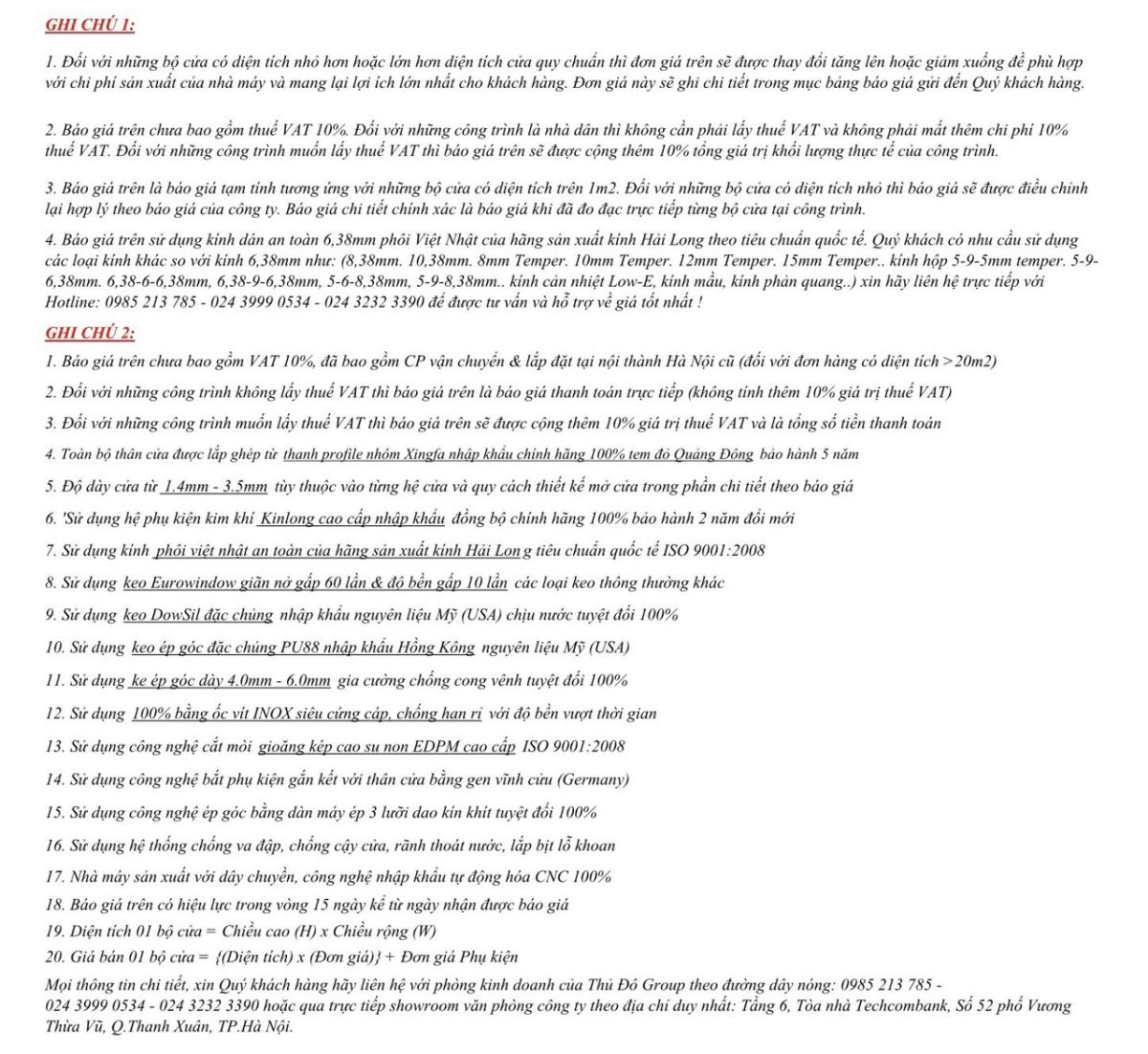 Bảng báo giá cho phụ kiện cửa nhôm Xingfa 