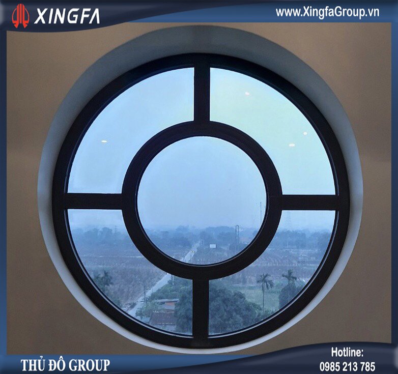 Mẫu cửa nhôm Xingfa uốn cong hình tròn bằng dàn máy uốn vòm tự động hóa CNC của Thủ Đô Group