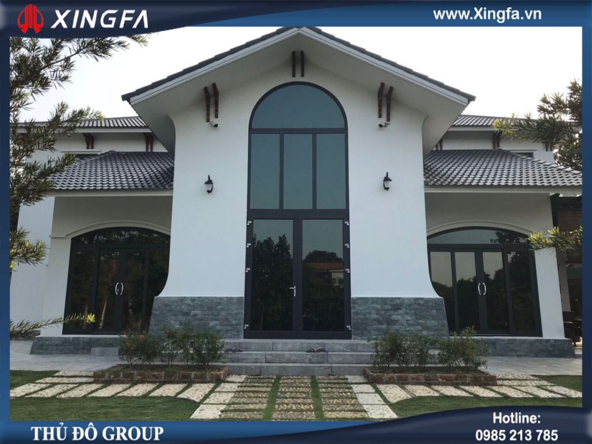 c&ocirc;ng tr&igrave;nh biệt thự nh&agrave; vườn lắp đặt cửa nh&ocirc;m Xingfa nhập khẩu ch&iacute;nh h&atilde;ng 100%