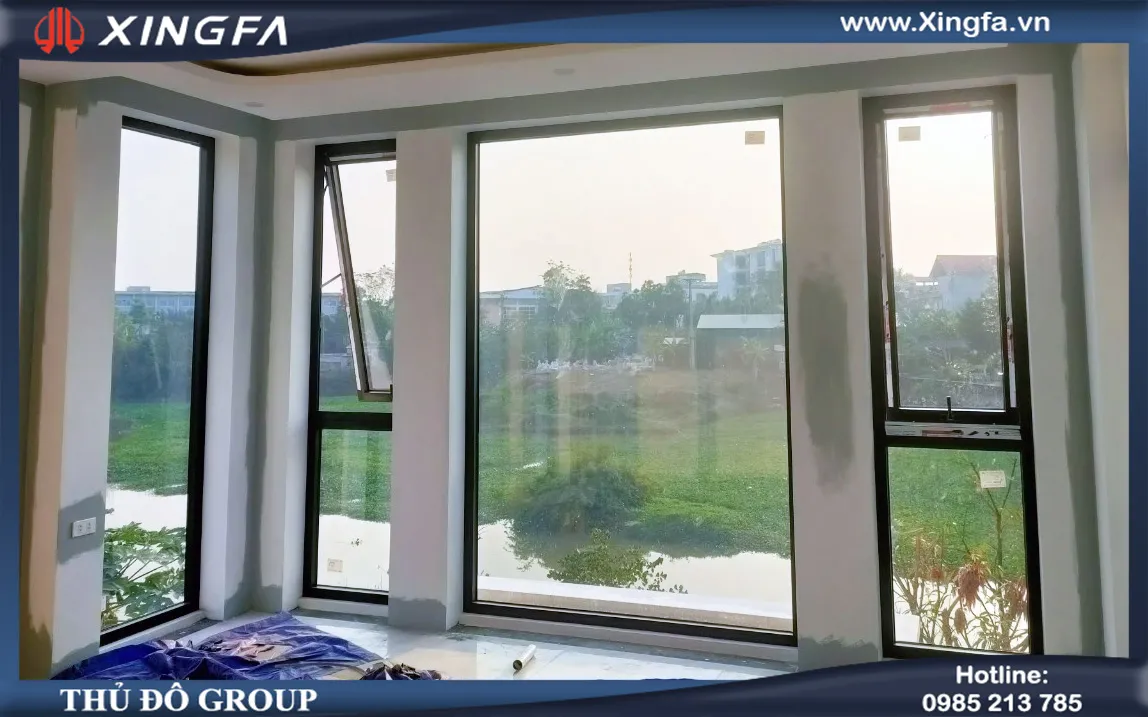 Thay thế xây tường nhà truyền thống bằng vách kính cố định kết hợp mở cửa nhôm Xingfa nhập khẩu