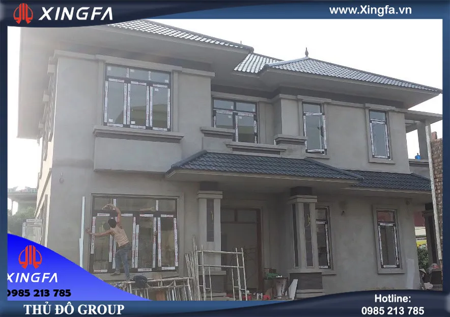 Phối nội thất tối giản với cửa nhôm Xingfa màu ghi Phối nội thất tối giản với cửa nhôm Xingfa màu ghi