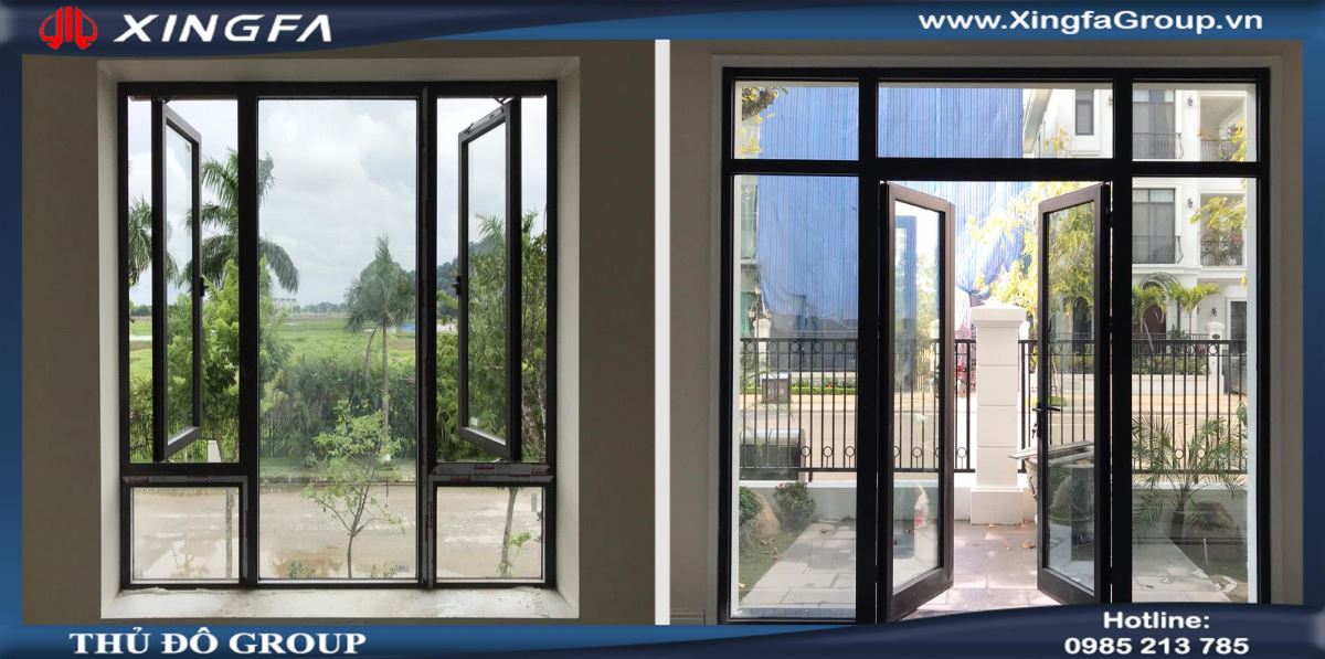 Nhôm Xingfa hệ 55 dày 1.4mm sử dụng cho cửa sổ mở hất, mở quay & nhôm Xingfa hệ 55 dày 2.0mm sử dụng cho cửa đi mở quay.