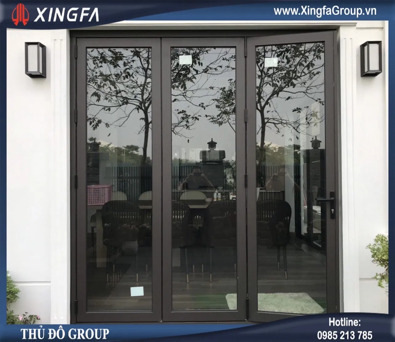 Mẫu quy cách cửa mở xếp trượt gấp nhôm Xingfa nhập khẩu độc lạ và siêu thẩm mỹ