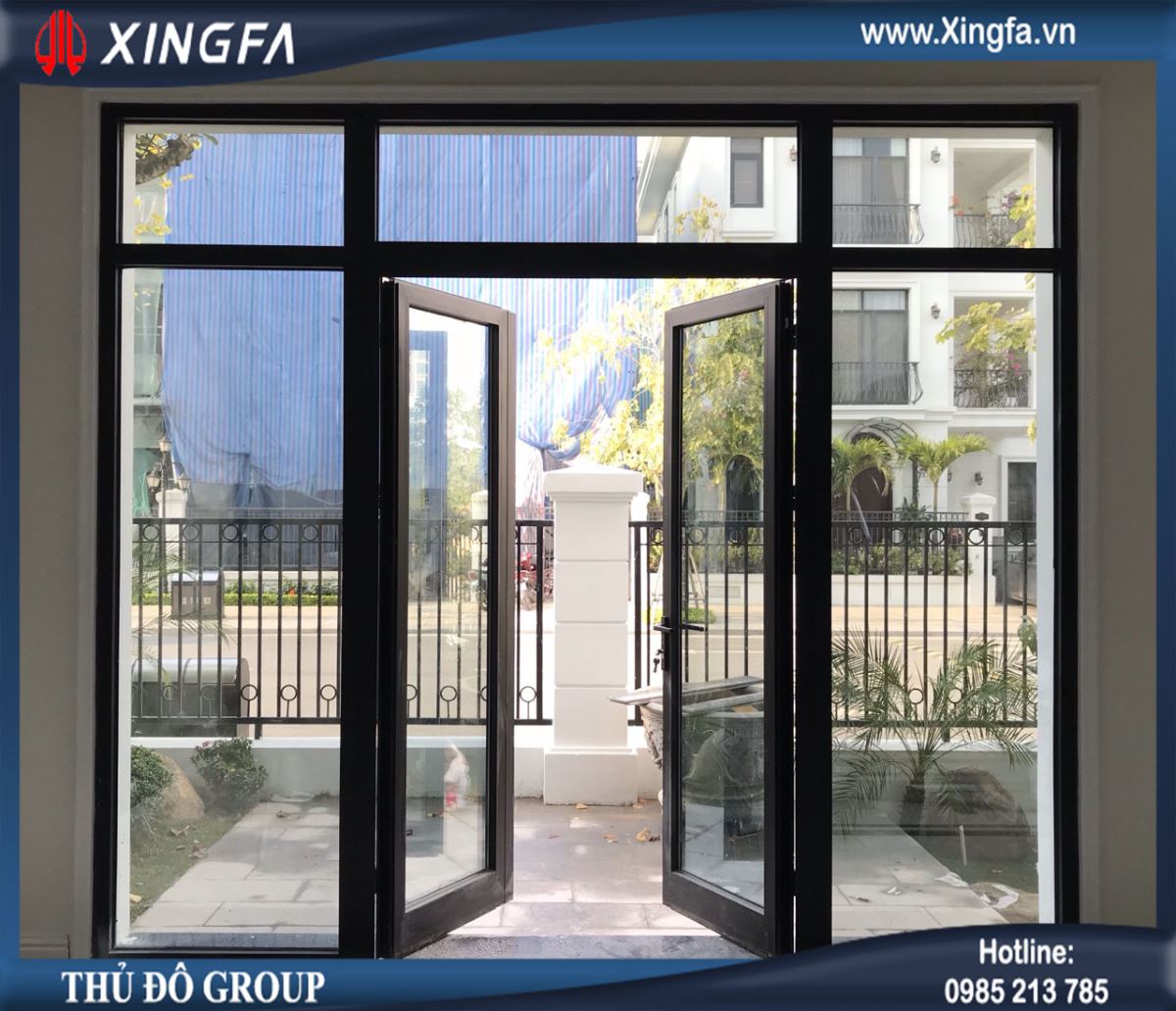 Mẫu cửa đi nh&ocirc;m Xingfa mở quay 2 c&aacute;nh