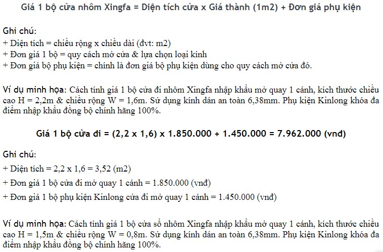 Bảng báo giá cửa nhôm Xingfa nhập khẩu chính hãng quý 1-2019 Bảng báo giá cửa nhôm Xingfa nhập khẩu chính hãng quý 1-2019